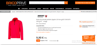 Veste de travail polaire zippée 3/4 inn-grid 3 Ducati à 9,90€