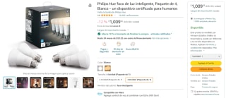 Pack de 4 Philips Hue Focos Smart por $909 en Amazon