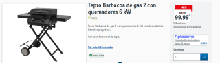 Tepro Barbacoa de gas 2 con quemadores 6 kW por 79.99€