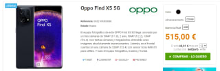 Telefono Oppo Find X5 5G 8GB/256GB por 515€