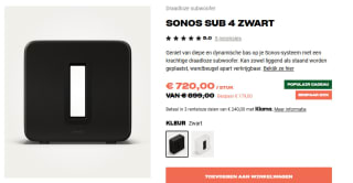 Sonos Sub 4 zwart voor €720 bij HiFi Klubben