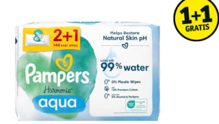 1+1 gratis op Pampers Harmonie Aqua Pf Wipes Promo 2, 3 x 48 doekjes