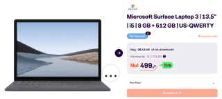 Microsoft Surface Laptop 3 13,5" voor €499 bij iBOOD