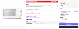 Microondas Xiaomi Microwave Oven de 700 W con 20 litros por 39,99€