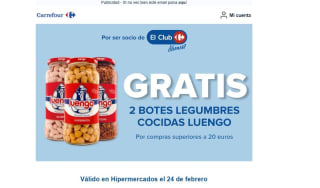 Regalo de 2 botes legumbres luengo por tu comra de +20€ en Carrefour