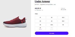 Zapatillas de Running Under Armour Infinite para Hombre por 48€