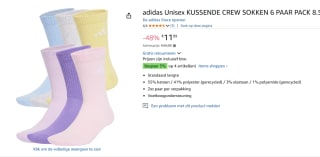 Set van 6 Adidas Performance sportsokken multi voor €11,99 bij Amazon