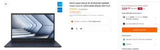 Portatil ASUS ExpertBook B1 B1502CBA-EJ0469X Intel Core i5-1235U/8GB/256GB SSD/15.6" por 559€