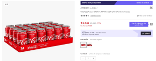 Pack de 24 Latas de Coca Cola de 330 ml por 9.03€