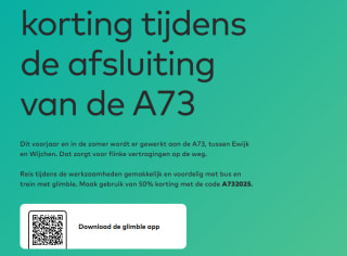 50% korting op OV tijdens werkzaamheden aan de A73