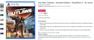 Star Wars: Outlaws (PS5) voor €26,48 bij Amazon
