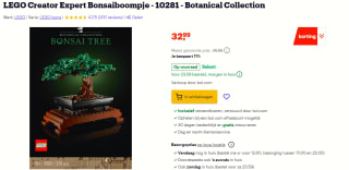 LEGO Creator Expert Bonsaiboompje voor €32,99 bij Bol.com