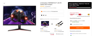 Monitor Gaming LG UltraGear 27MP60GP-B 27" LED IPS FullHD 75Hz por 120€