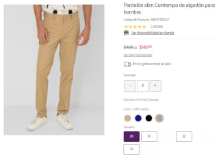 Pantalón Slim Contempo Café Medio por $149 en Suburbia