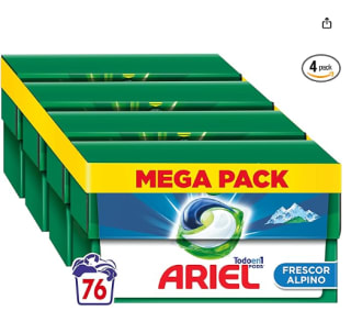 ARIEL PODS Todo en 1 Detergente Lavadora Liquido en Capsulas/Pastillas, 76 Lavados por 16.99€