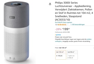Philips Luchtzuiveraar AC3033/10 voor €199,00 bij Amazon.nl
