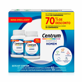 Kit de Suplemento da Centrum Essentials com 60 + 30 Comprimidos - R$ 129,49