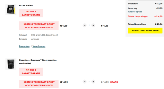 1+1 gratis op geselecteerde producten bij Body & fit