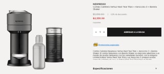 Combo Cafetera Nespresso Vertuo Next Teal Titan por $2,336 en El Palacio de Hierro