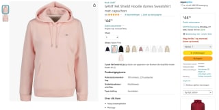 Gant dames hoodie roze voor €44,90 via Amazon