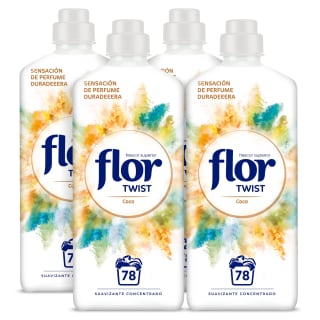 4 Botes de FLOR Twist suavizante concentrado Coco botella 78 dosis por 7.81€