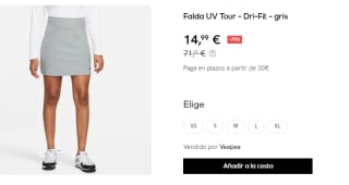 Falda Deportiva Nike UV Tour - Dri-Fit por 14.99€