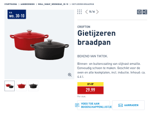 Gietijzeren braadpan voor 29,99 euro