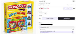 Juego mesa Monopoly Junior Super Things por 7,63€