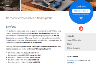 Estancia mínima de 2 noches (precios por noche en tiendas "Glamping Couple" desde 54€