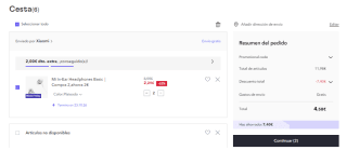 Pack 2 Mi In-Ear Headphones Basic por solo 4.58€