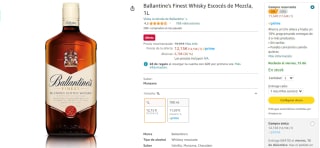 Ballantine's Finest Whisky Escocés de Mezcla, 1L por 11,54€
