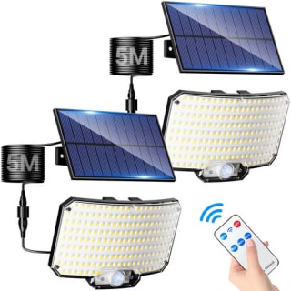 2 Focos LED Exterior Solares, 234LED Mando a Distancia por 19,99€