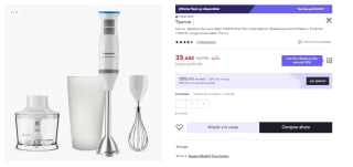 Batidora de mano multifunción 3 en 1 Taurus Bapi 1000 Rocket Plus Inox - 1200W, 20 velocidades ajustables + Turbo, anti-salpicaduras, taza medidora, taza picadora y emulsionador por 24.98€