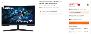 Monitor curvo marca Samsung Odyssey LS27CG552EUXEN 27" LED QHD 165Hz Freesync por 199€