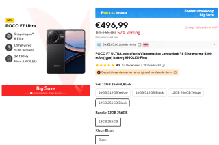 Xiaomi Poco F7 Ultra 12GB/256GB Smartphone Zwart voor €496,99 bij Aliexpress