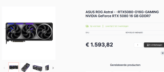 ASUS ROG Astral GeForce RTX 5080 16GB GDDR7 OC Edition voor €1.593,82 bij Caps