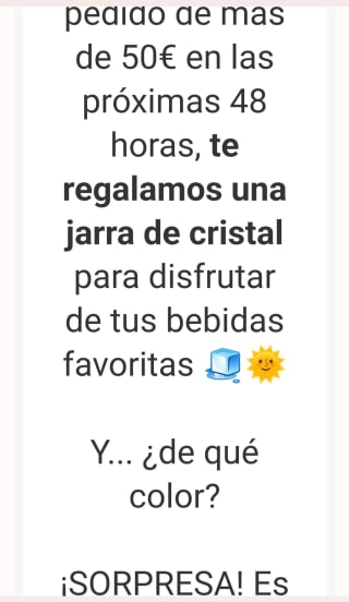 Regalo de jarra de cristal por tu compra +50€