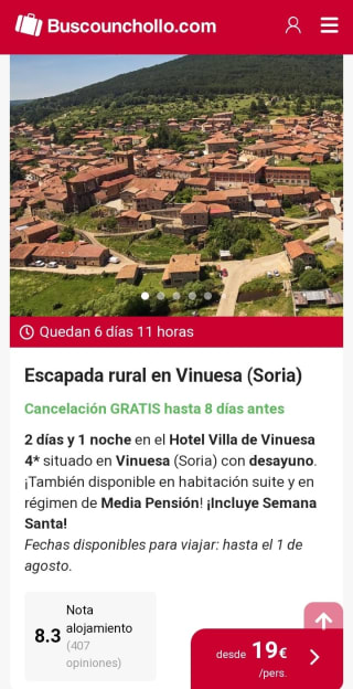Hotel 4* Vinuesa Soria desde 19€ por persona.