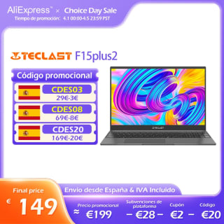 Teclast portátil F15 Plus 2 de 15,6 pulgadas, Notebook con Windows 11, 8GB de RAM, 256GB de SSD por 149,62€
