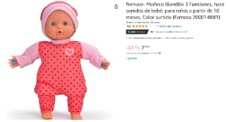 Famosa, Muñeco Blandito 3 Funciones, hace sonidos de bebé solo 7€