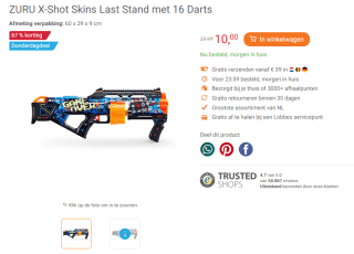 ZURU X-Shot Skins Last Stand met 16 Darts voor €10 bij Lobbes