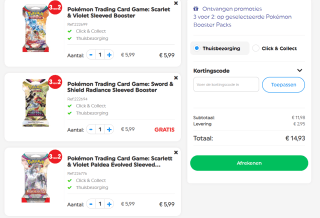 Alle Pokémon boosters 2+1 gratis bij Smyths Toys