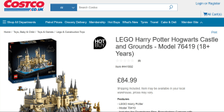 LEGO Harry Potter 76419 Hogwarts Castle & Grounds - £84.99