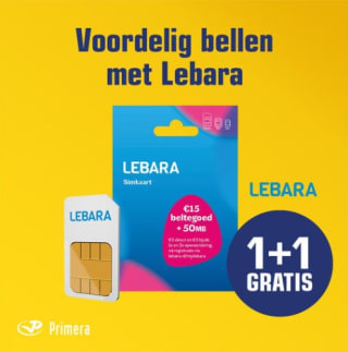 1+1 gratis op Lebara simkaart bij Primera