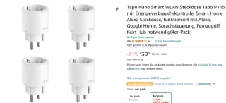TP-Link Tapo P115 4-pack - Slimme Wifi Stekkers voor €39,65 bij Amazon