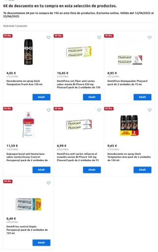 -6€ de Descuento directo por compra de 15€ en Carrefour.