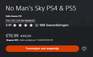 No Man's Sky PS4 & PS5 voor €19,99 in de Playstation Store