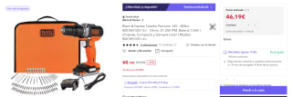 Black & Decker Taladro Percutor 12V - 40Nm, BDCHD12S1-XJ - 10mm, 21.250 IPM, Batería 1,5Ah por 46,19€