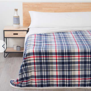 Manta Juvenil Sherpa de Cuadros TEX HOME 135cm por 13,99€