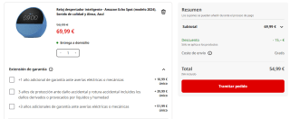 Reloj despertador inteligente Amazon Echo Spot por 45,84€ en color azul